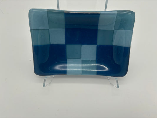 Blue checkered small dish