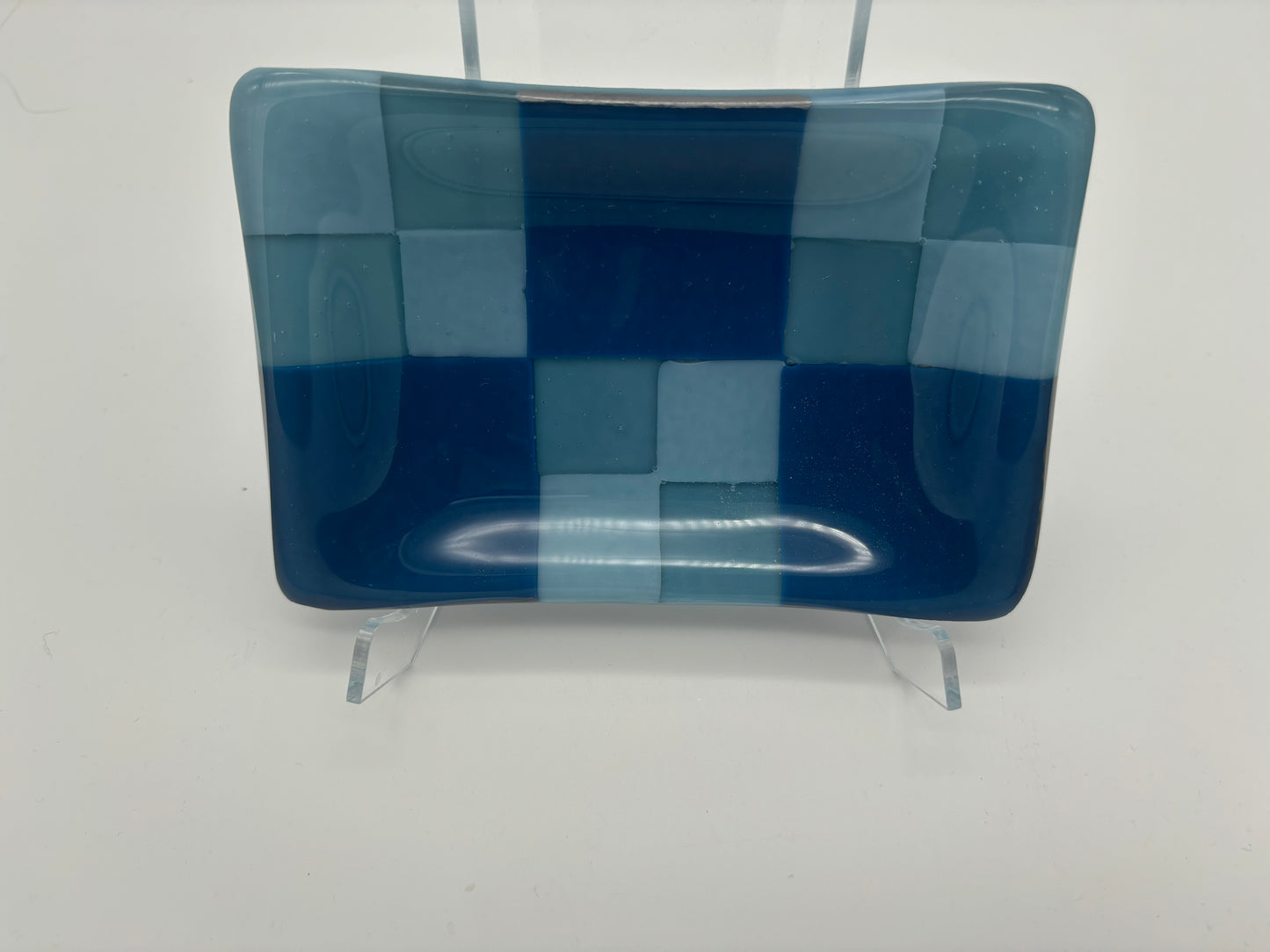 Blue checkered small dish